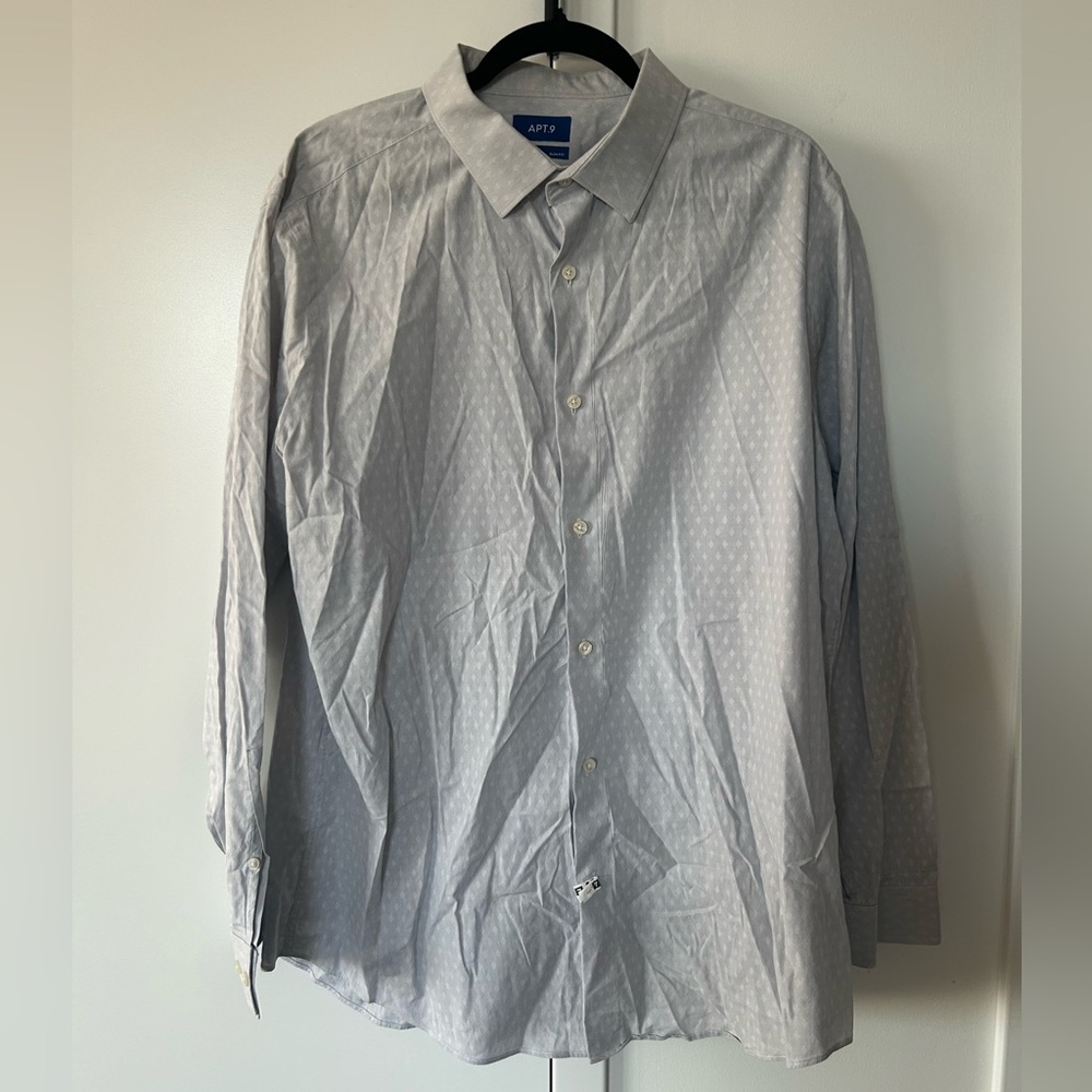 Apt. 9 Light Gray Patterned Men's Dress Shirt